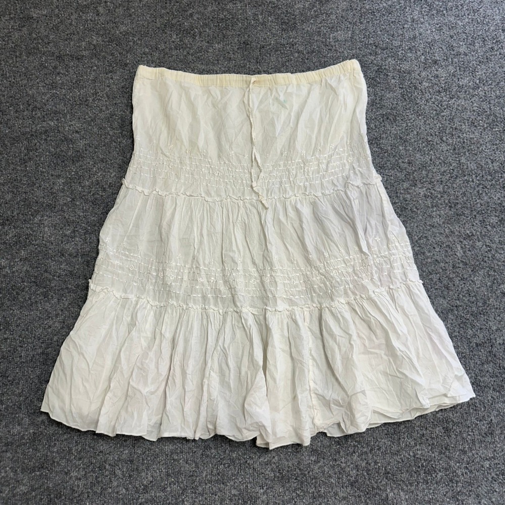 Body Central Skirt Womens Size S White Cotton Tiered Boho Mini Stained